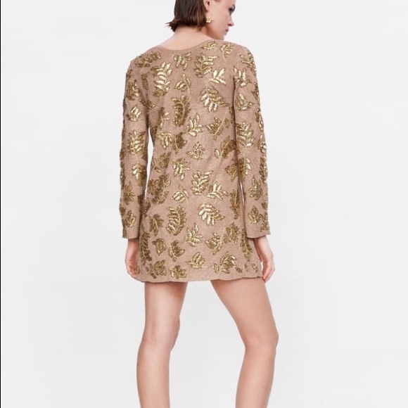 Limited Edition Mini Dress w/ Gold Leaf Appliqué - Picture 5 of 5